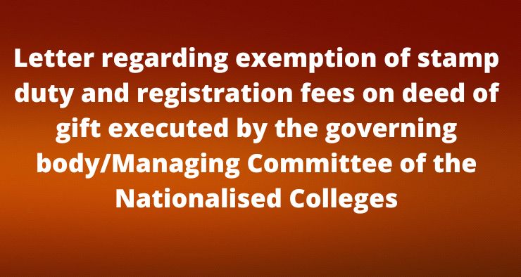 Letter regarding exemption of stamp duty and
