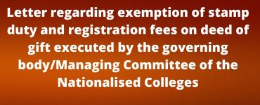 Letter regarding exemption of stamp duty and